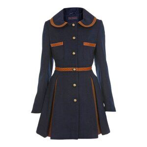 Miss Selfridge navy Princess Coat military button down women's size 12 NWOT